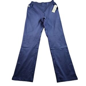 Butter-Soft Scrub Pants Women's S Navy Stretch Elastic Waist Flat Front Pull On